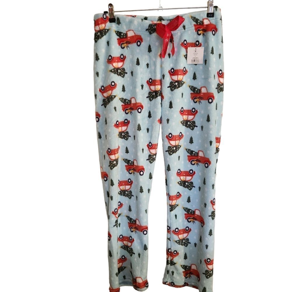 NYC Underground Printed Holiday Winter Plush Straight Leg Lounge PJ Pant Large